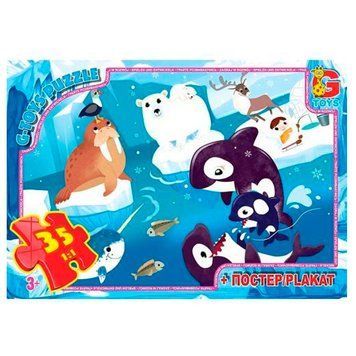 Дитячі пазли Вчимося з задоволенням Подорож до полюса G-Toys GF03 з постером, 35 елементів 193287 фото &mdash; Кузя