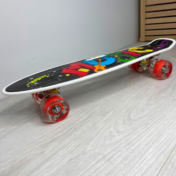 Скейт Пенні Борд (Penny Board) з ручкою та з PU колесами що світяться С 70822-2 Best Board 153009 фото — Кузя