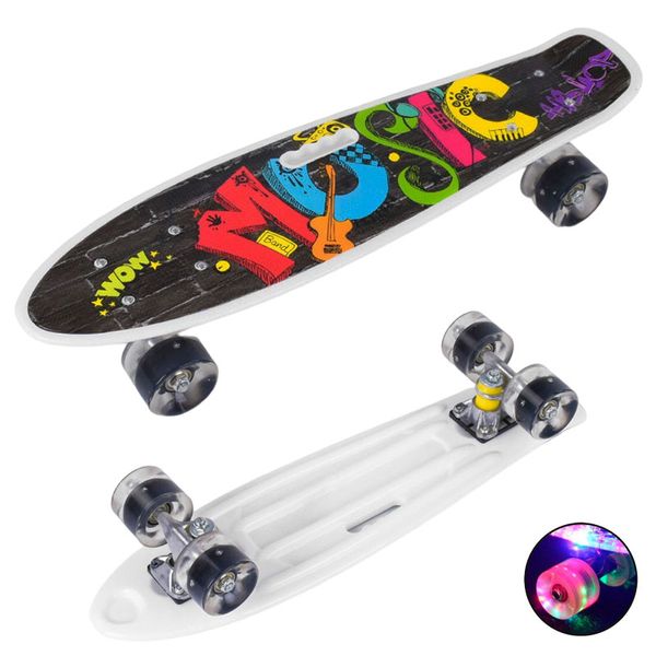 Скейт Пенни Борд (Penny Board) с ручкой и светящимися колесами С 70822-2 Best Board 153009 фото — Кузя