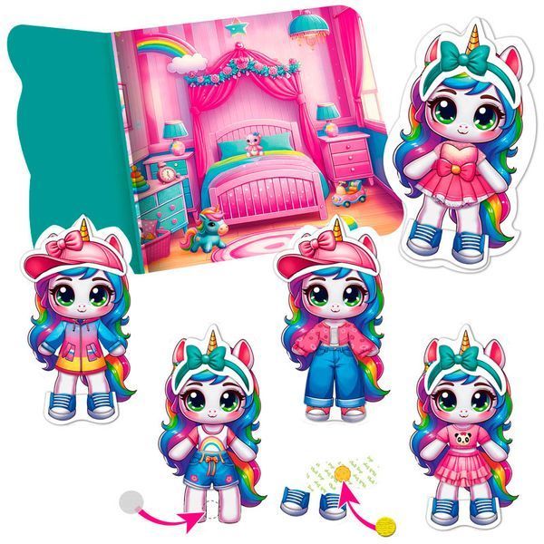 Гра з липучками Одягалка Єдиноріжка Vladi Toys VT1320-01 з набором одягу та ігровим фоном 192333 фото &mdash; Кузя