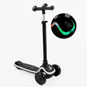 Триколісний складаний самокат Skyper GN-4216-02 з RGB-підсвічуванням та звуком, чорний 193713 фото &mdash; Кузя