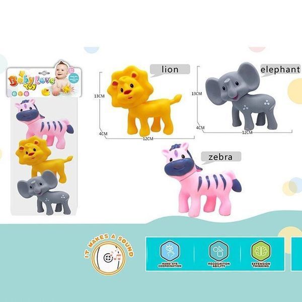 Набір іграшок з пискавками Звірята 3 шт 916-113 188640 фото &mdash; Кузя