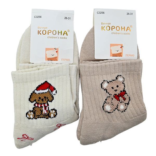 Носочки детские махровые для девочки р 31-36 с рисунком Корона C 3256 187777 фото &mdash; Кузя