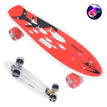 Скейт Пенни Борд (Penny Board) с ручкой и светящимися колесами С 70822-3 Best Board 153010 фото — Кузя