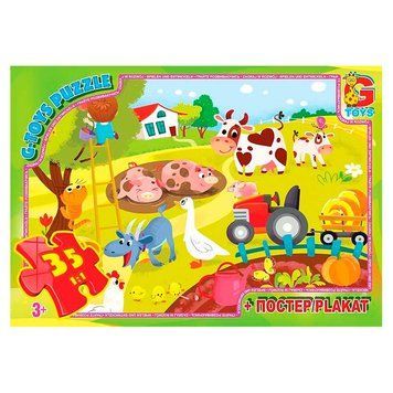 Дитячі пазли Вчимося з задоволенням Життя на фермі G-Toys GF05 з постером на 35 елементів 193285 фото &mdash; Кузя