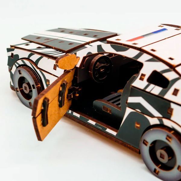 Дерев&rsquo;яний 3D конструктор Muscle car GT PuzzleOk Puz-00945, білий поліцейський маслкар, 162 деталі 191163 фото &mdash; Кузя