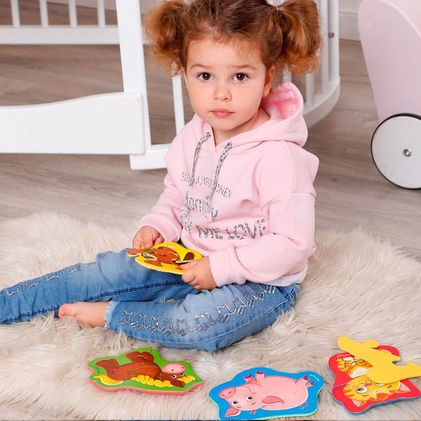 Мягкие беби-пазлы Vladi Toys VT1106-70 Детеныши Ферма, 4 картинки 192335 фото &mdash; Кузя