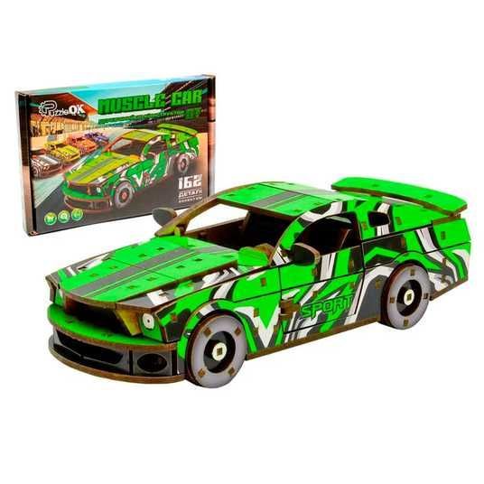 Купить Деревянный 3D конструктор Muscle car GT PuzzleOk Puz-00946