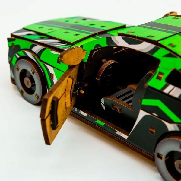 Дерев&rsquo;яний 3D конструктор Muscle car GT PuzzleOk Puz-00946, зелений маслкар, 162 деталі 191164 фото &mdash; Кузя