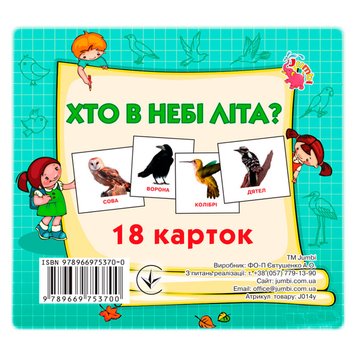 Набор карточек Домана "Кто в небе летает?" (18 карточек), укр. 175517 фото — Кузя