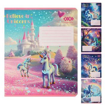 Школьная тетрадь 12 листов, клетка ZB25.1752K, UNICORN