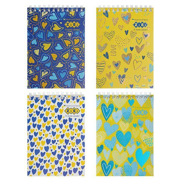 Дитячий блокнот на спіралі в клітину A6 "ZIBI" Hearts, ZB.12138, 40 арк., 4 види 149342 фото &mdash; Кузя