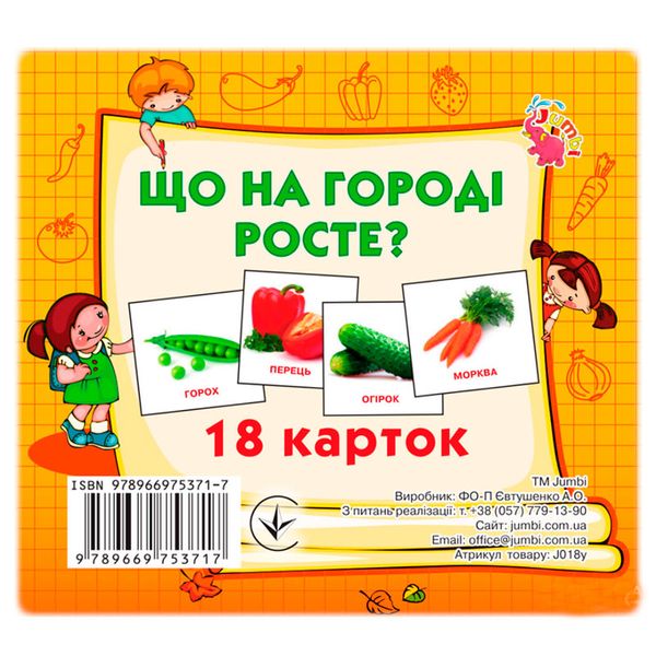 Набор карточек Домана "Что на огороде растет?" (18 карточек), укр. 175513 фото — Кузя