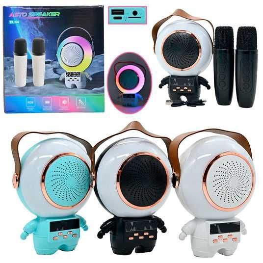 Караоке-колонка Bluetooth з двома мікрофонами та годинником C