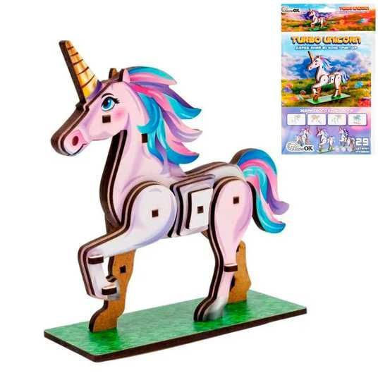 Дерев'яний 3D-конструктор PuzzleOk Єдиноріг Turbo Unicorn Puz