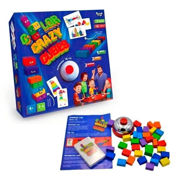 Гра настільна Color Crazy Cubes Danko Toys CCC-02-01U, укр 149643 фото &mdash; Кузя