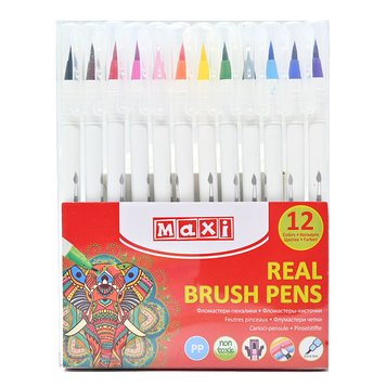 Набор фломастеров-кисточек Real Brush "Maxi" №MX 15232, 12 цветов 141840 фото — Кузя