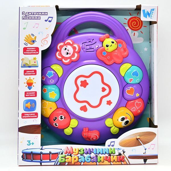 Музыкальная игрушка "Барабанчик" 18317, укр., 3 цвета 177560 фото &mdash; Кузя
