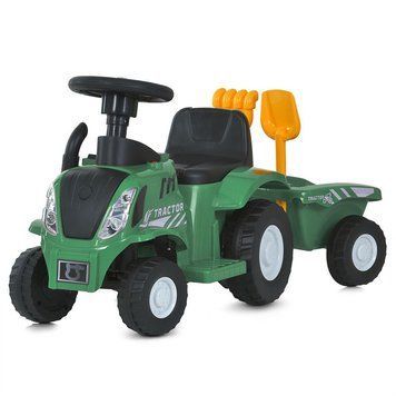 Дитячий електротрактор- толокар Bambi Racer M 6153B-5 з причепом та інструментами, зелений