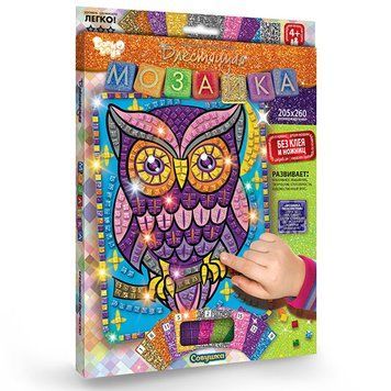 Мозаїка блискуча БМ 02-08 "Совушка", Danko Toys 107040 фото &mdash; Кузя